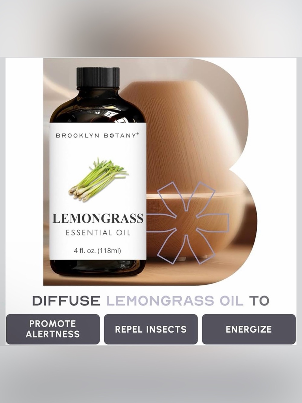 Brooklyn‎ Botany 100 Pure Lemongrass Essential Oil - 4 fl. oz. - Picture 3 of 6